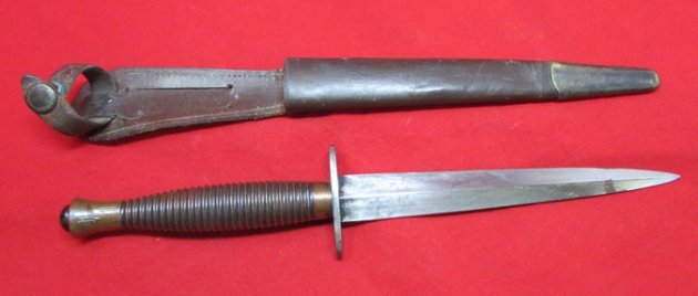  British WWII Fairbairn-Sykes Commando Knife, Ribbed Grip, No.1, Owners Initials — image 5