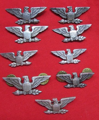  US Full Colonel Rank Insignia Lot, Sterling, All Luxenberg Manufacture, 9 pcs — image 2
