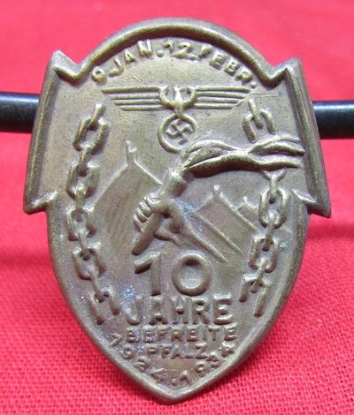  German Pre WWII Pfalz 10 Year Anniversary Tinnie, 1924 - 1934 — image 2