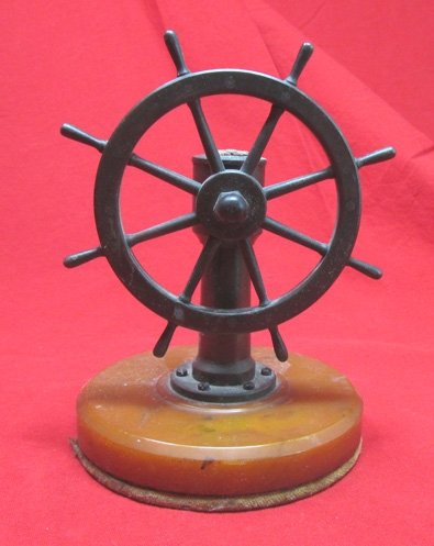  US WWII Era, US Navy Officer, Ships Wheel Desk Ornament — image 2
