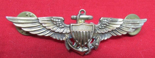  US Cold War Navy-USMC Pilots Wings, Hillborn-Hamburger, Sterling +1/20 10K Marked — image 2
