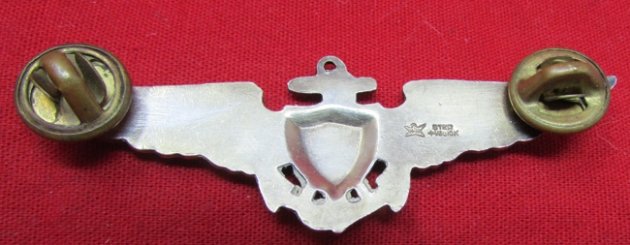  US Cold War Navy-USMC Pilots Wings, Hillborn-Hamburger, Sterling +1/20 10K Marked — image 3