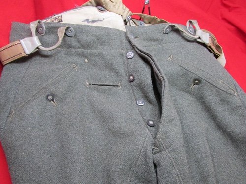  German WWII Feldgrau Wool Breeches and Suspenders, — image 7