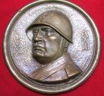 Italian WWII Bronze Patriotic Plaque, Benito Mussolini