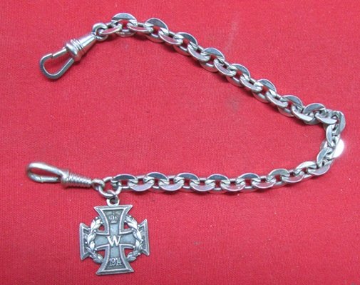  German WWI Iron Cross Watch Fob and Metal Chain — image 2