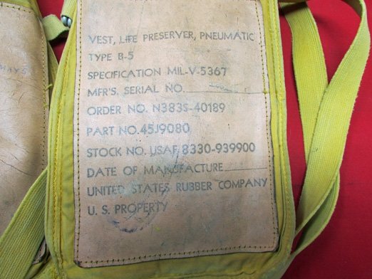  US Korean War  USAF Type B-5 Aviation Mae West Flotation Vest, 1951 — image 5