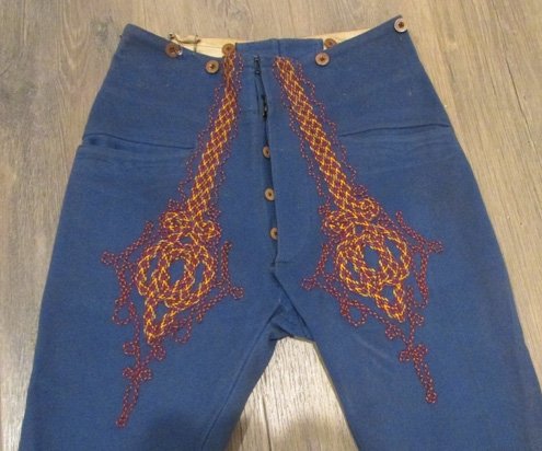  Hungarian WWI-WWII, Blue Wool  Hussar Pattern Trousers — image 3