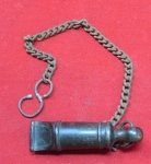 German WWI Era Whistle & Chain, Carved Horn