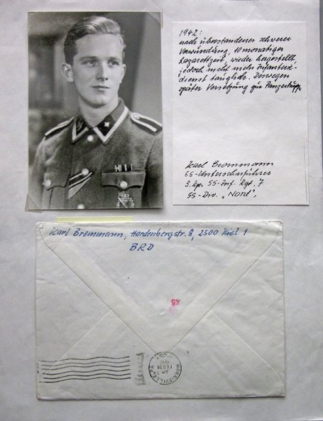  German WWII Waffen-SS Ritterkreuz Winner Photo and Postwar Mailing Envelope, Brommann — image 3