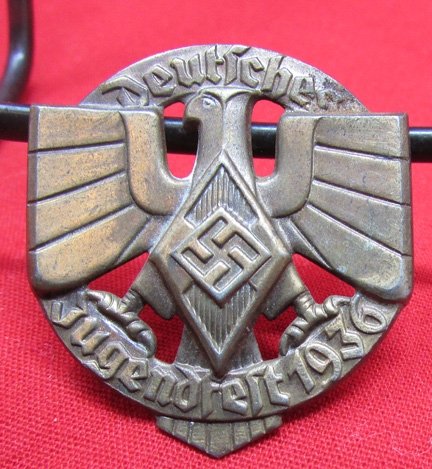  German WWII Hitler Youth Tinnie, Bronze Color, 1936 Youthfest, Cut-Out — image 2