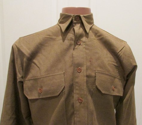  US WWII Olive Drab Wool Issue Shirt, 1937 Contract, 1941 Mfg — image 3
