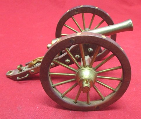  US Mid-20th Century Toy Civil War Cannon, Wood & Brass — image 3