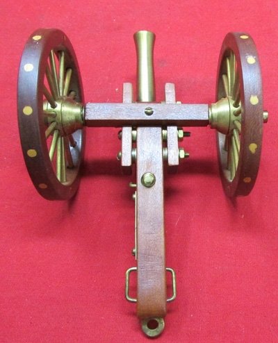  US Mid-20th Century Toy Civil War Cannon, Wood & Brass — image 4