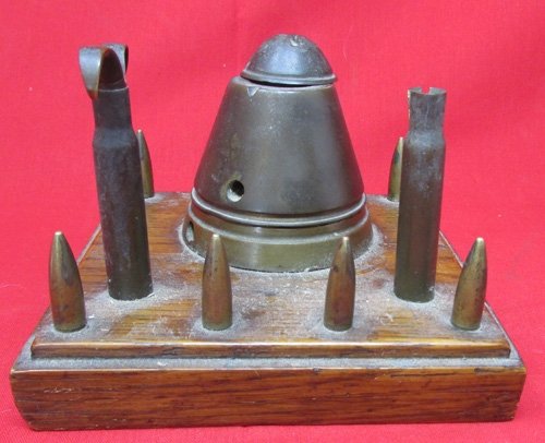  British WWI Trench Art Ink Well, Doughboy Souvenir Named — image 2