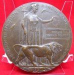 British WWI Death Penny, William Richard Tonkin, Wiltshire Rgt, KIA …