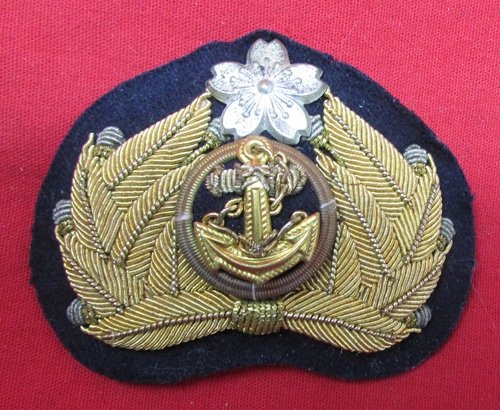  Japanese WWII Imperial Navy Officers Bullion Hat Insignia — image 2