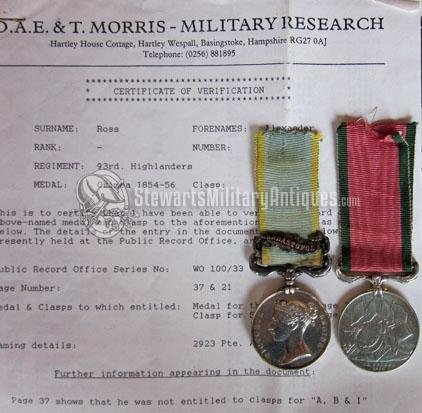  British Crimea Medal Pair, Pte Alexander Ross, 2923, 93rd Highlanders, Wounded Sebastopol — image 4