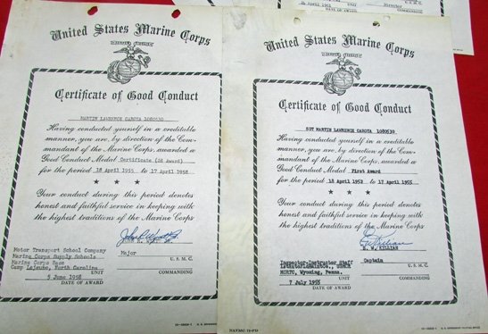  US Korean War, Vietnam War, USMC Good Conduct Medal & Document Lot — image 6