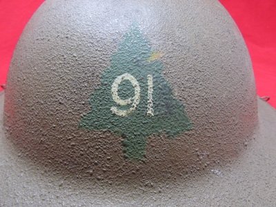  US WWI 91st Infantry Division Doughboy Helmet, Complete, Wilmer Eyeshield Modification — image 3