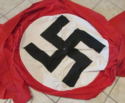  German WWII NSDAP Banner & Party Badge, Double Sided, GI Identified Souvenir — image 7