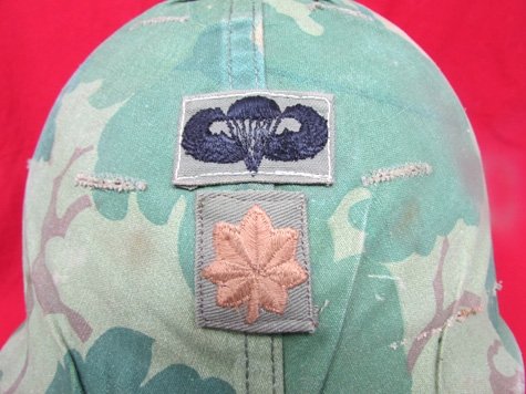  US Vietnam War GI Airborne Steel Helmet, Major, 1966 ERDL Contract Helmet Cover — image 3
