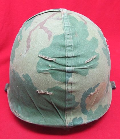  US Vietnam War GI Airborne Steel Helmet, Major, 1966 ERDL Contract Helmet Cover — image 5