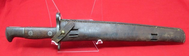  US M1892 30-40 Krag Bayonet, 1899 Blade Date, Leather Scabbard — image 2