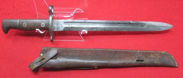  US M1892 30-40 Krag Bayonet, 1899 Blade Date, Leather Scabbard — image 4