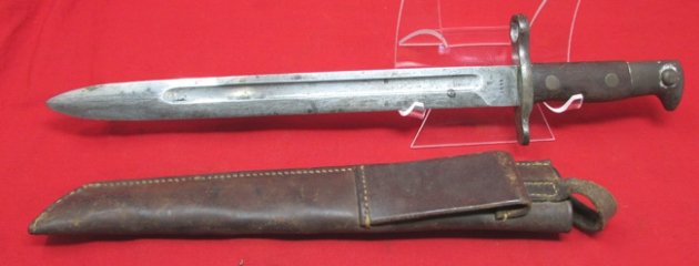  US M1892 30-40 Krag Bayonet, 1899 Blade Date, Leather Scabbard — image 6
