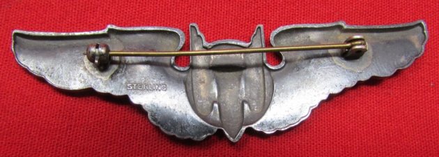  US WWII USAAF 3 Inch Aerial Gunner Wings, Sterling, Pinback — image 3