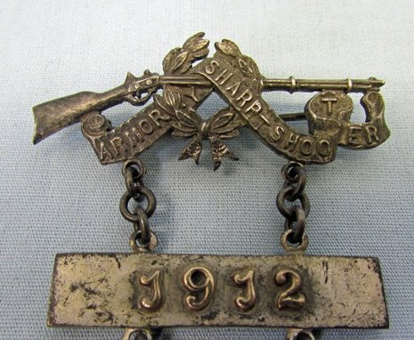 US Pre WWI, 22nd Regiment of Engineers, NYNG, 1912, Armory Marksman Badge, Sterling — image 3