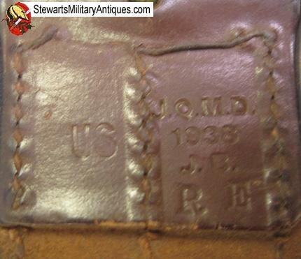  US Pre WWII Army Enlisted Leather Garrison Belt, JQMD 1938 — image 3