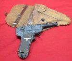 US WWII, Child's Homemade Toy Luger Pistol & Holster