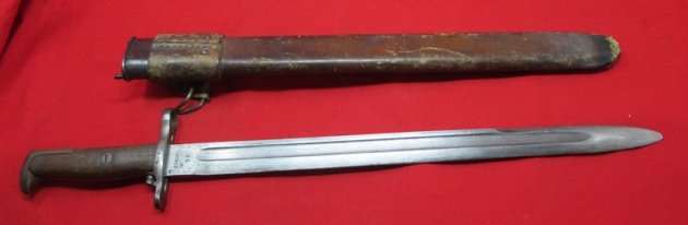  US  WWI, M1905 Bayonet & 2nd Model Leather Scabbard, SA 1918 — image 5