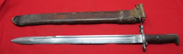  US  WWI, M1905 Bayonet & 2nd Model Leather Scabbard, SA 1918 — image 6