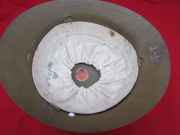  Japanese WWII Civil Defense Helmet, With Liner and Label — image 4
