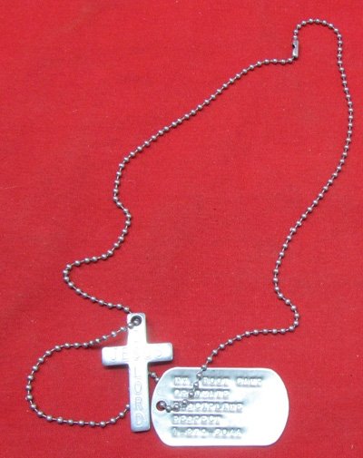  US Post WWII Dog tag & Christian Cross, NV Boot Camp Graduate — image 2