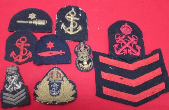  British Victorian-WWII 8 Piece Cloth Royal Navy Insignia Lot — image 2
