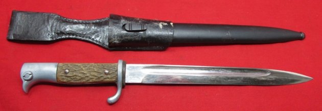  German WWII Wehrmacht Dress Bayonet, Faux Stag Grips, Frog — image 4