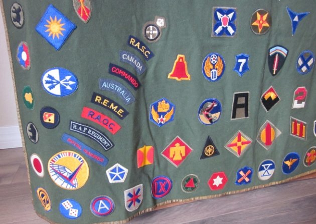  US WWII Souvenir Patch Blanket, White-Tongue 101st ABN SSI, 256  Pieces — image 14