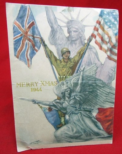  US WWII French-Made Christmas Card, Mailed from France November 20, 1944 — image 2