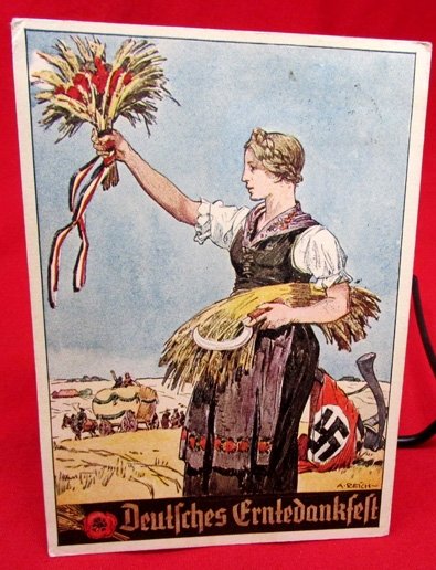  German WWII Postcard, 1933 Harvest Festival Greeting — image 2
