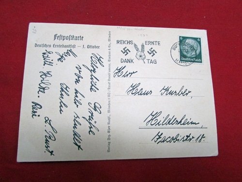  German WWII Postcard, 1933 Harvest Festival Greeting — image 4