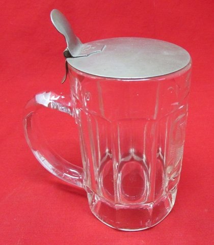  German WWI Iron Cross Glass Stein with Lid — image 2