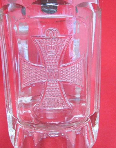  German WWI Iron Cross Glass Stein with Lid — image 3