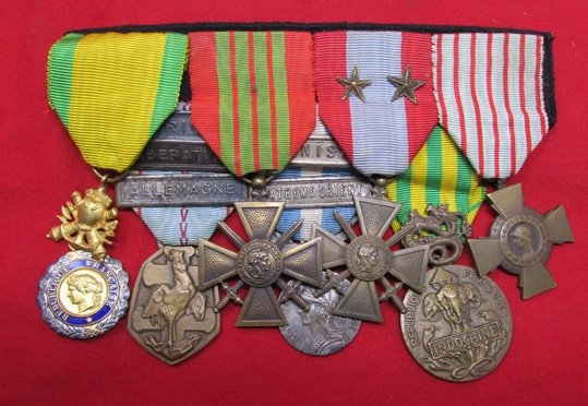  French WWII-Indo China, 7 Place Medal Bar, Medaille Militaire — image 2