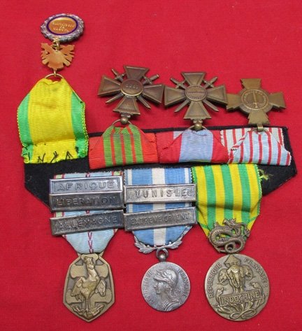  French WWII-Indo China, 7 Place Medal Bar, Medaille Militaire — image 3