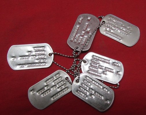  US Dog Tag Set for USMC Sudmeyer, 6 Tags — image 2