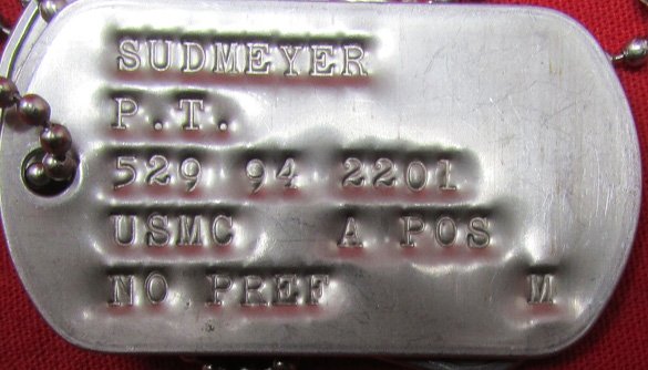  US Dog Tag Set for USMC Sudmeyer, 6 Tags — image 3