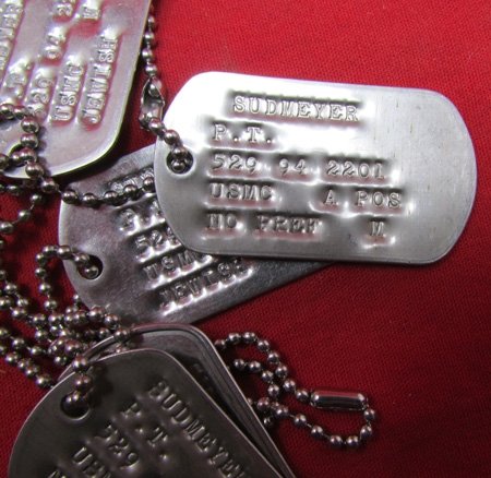  US Dog Tag Set for USMC Sudmeyer, 6 Tags — image 4